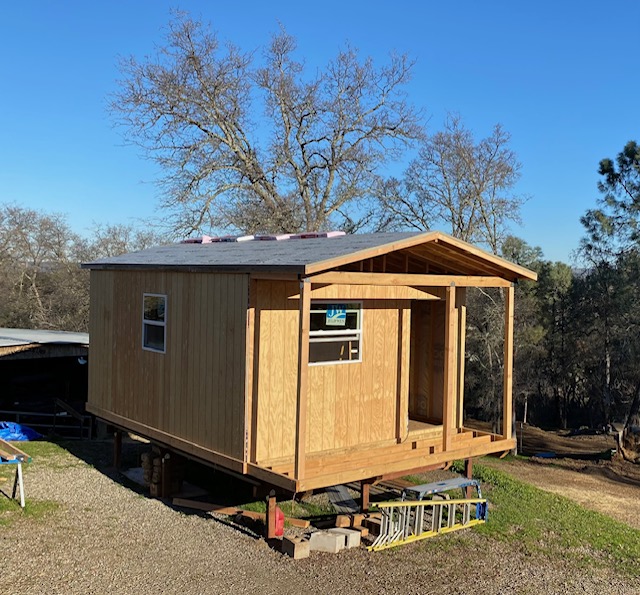 Tiny home under construction on site