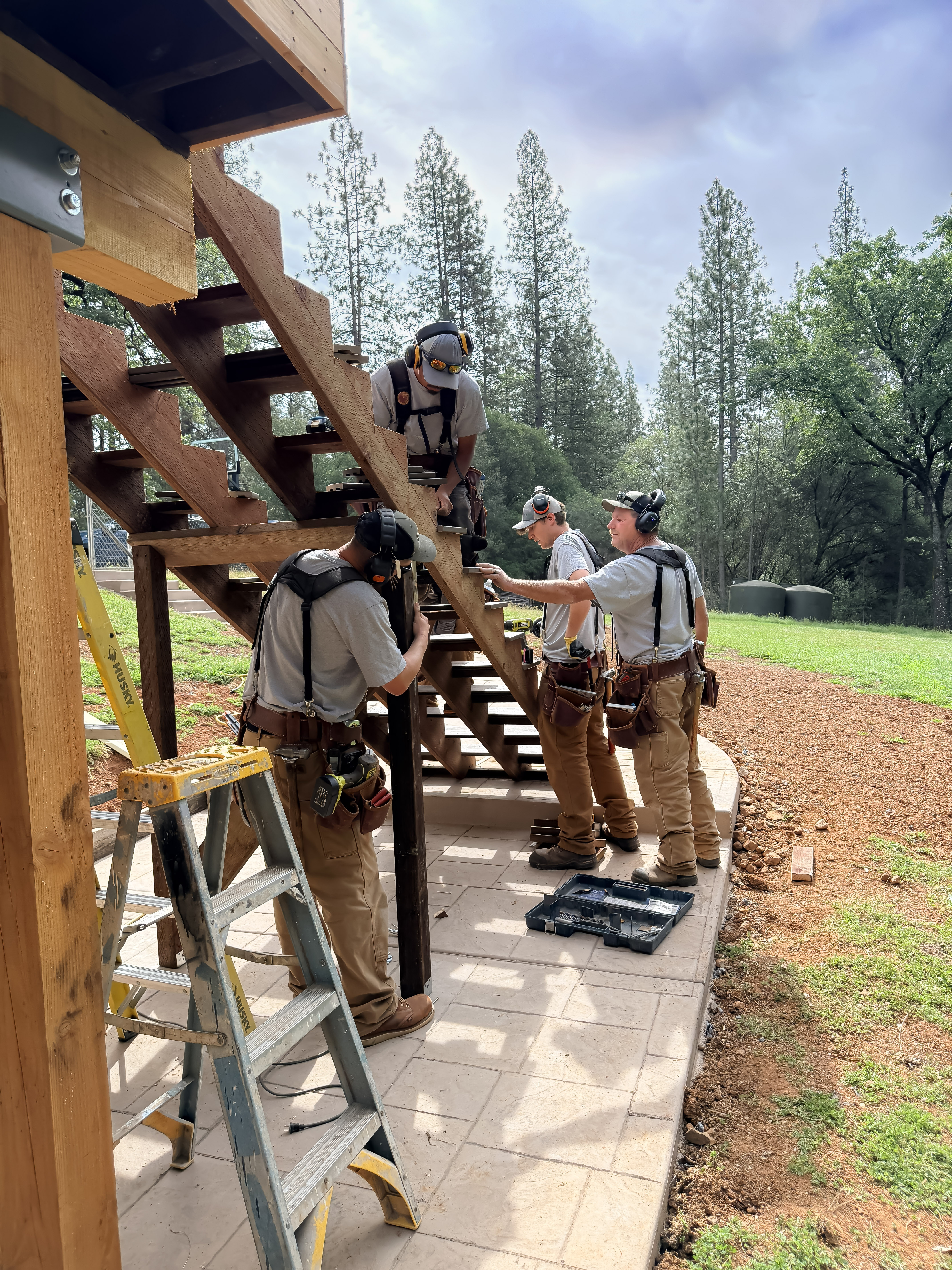 Awning frame going up