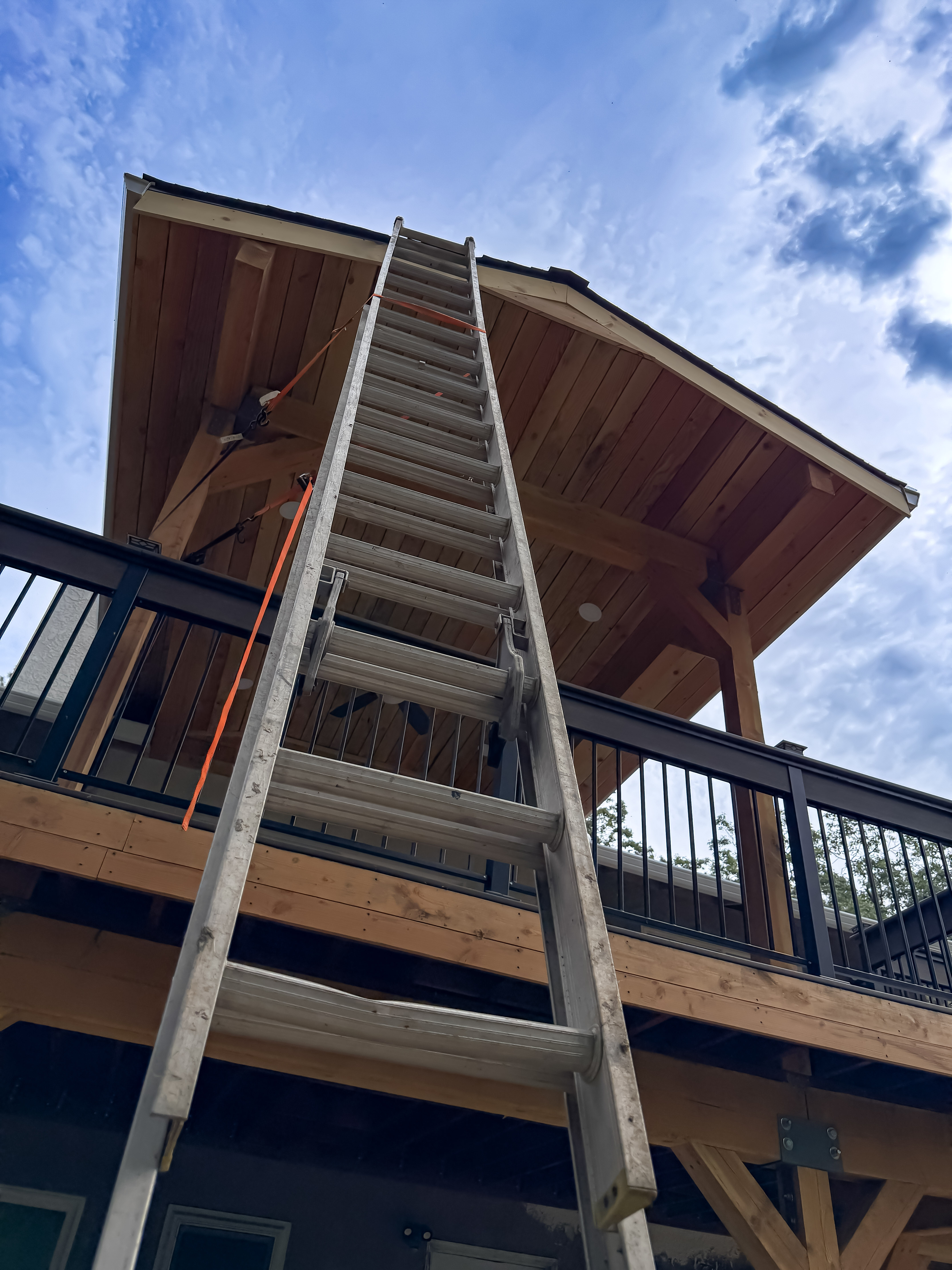 Custom timber-frame patio cover and deck